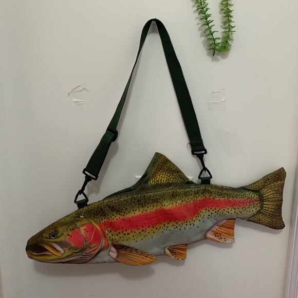 Vintage Handbags - Vintage 1990 Trout Fish Salamander  lake Beach Bag